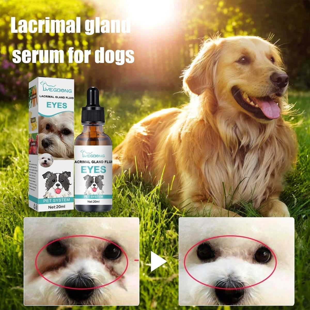 Nettoyant et gouttes pour les yeux des animaux de compagnie – Formule douce au pH équilibré, sans danger pour les chiens et les chats. Apaise les rougeurs, élimine les taches de larmes et la saleté quotidienne. Sans peroxyde !