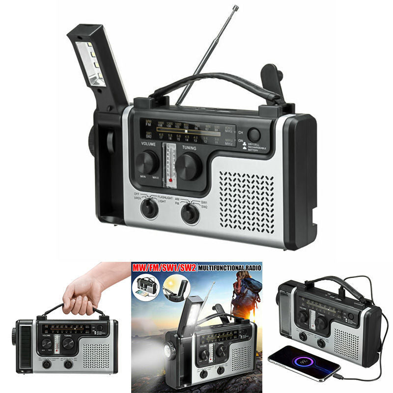 Lampe de poche radio d'urgence portable à manivelle
