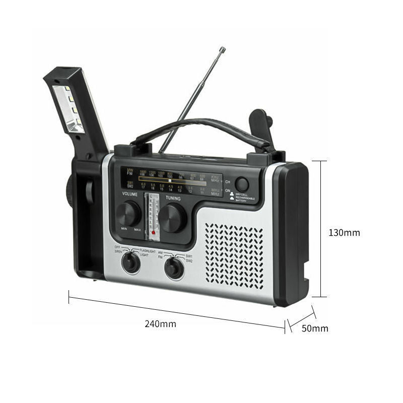 Lampe de poche radio d'urgence portable à manivelle