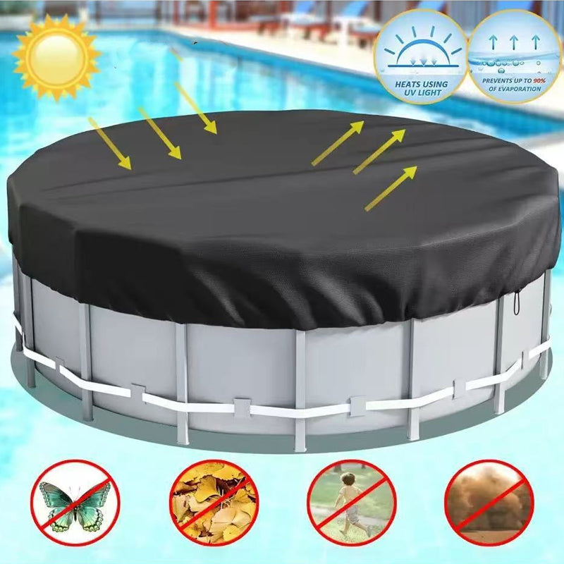 MAINTENANT ! Bâche de Piscine Ronde en Oxford 210D – Étanche, Résistante aux UV, Coupe-Vent avec Système à Cliquet – Convient aux Piscines Rondes de 5,49 m