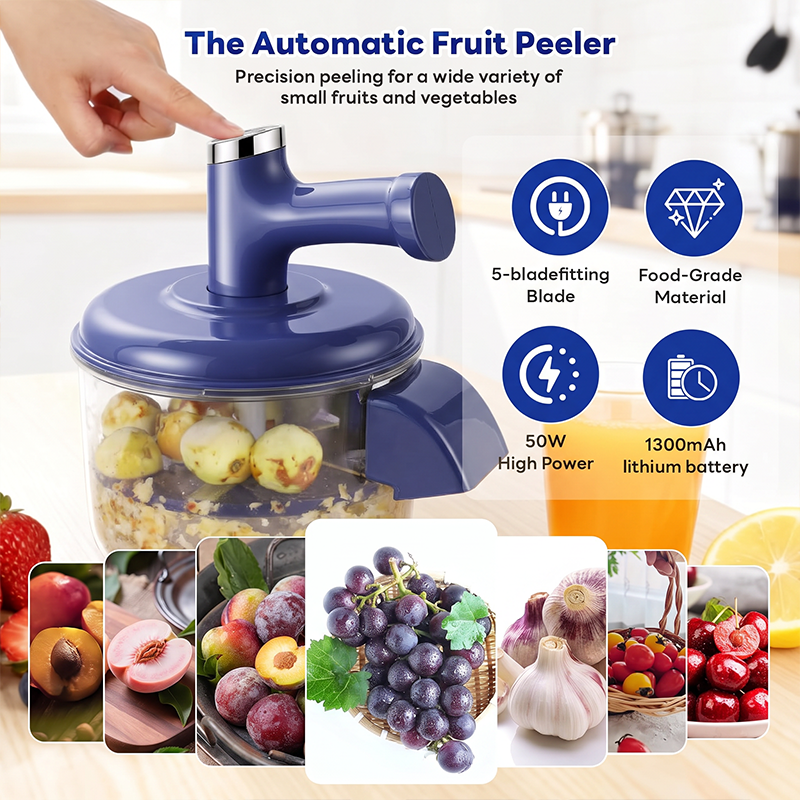 Éplucheur et mixeur de fruits électrique – 2 en 1, rechargeable par USB, commande à une touche, épluchage en 10 secondes