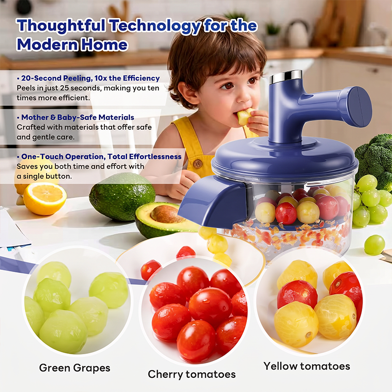 Éplucheur et mixeur de fruits électrique – 2 en 1, rechargeable par USB, commande à une touche, épluchage en 10 secondes