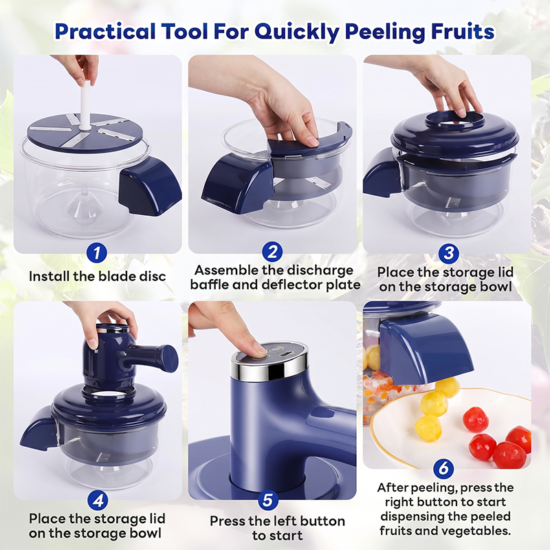 Éplucheur et mixeur de fruits électrique – 2 en 1, rechargeable par USB, commande à une touche, épluchage en 10 secondes