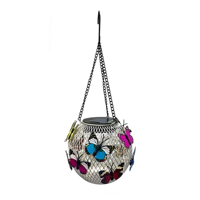 Lanterne solaire en fer avec motif papillon – résistante aux intempéries, lumineuse et décorative, idéale pour le jardin, la terrasse et le balcon