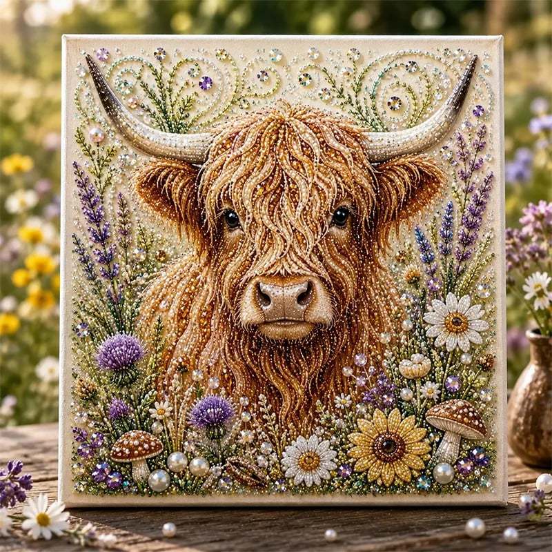 Kit de bricolage Highland Cow Perle – Un loisir créatif relaxant pour réaliser de superbes œuvres d'art marines