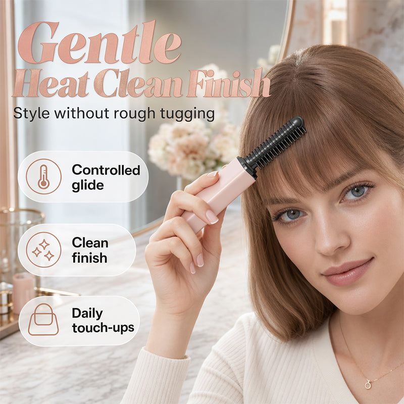 Coiffez vos cheveux en 3 secondes ! Créez des coiffures magnifiques partout et à tout moment. Mini peigne de coiffage sans fil et portable pour frange.