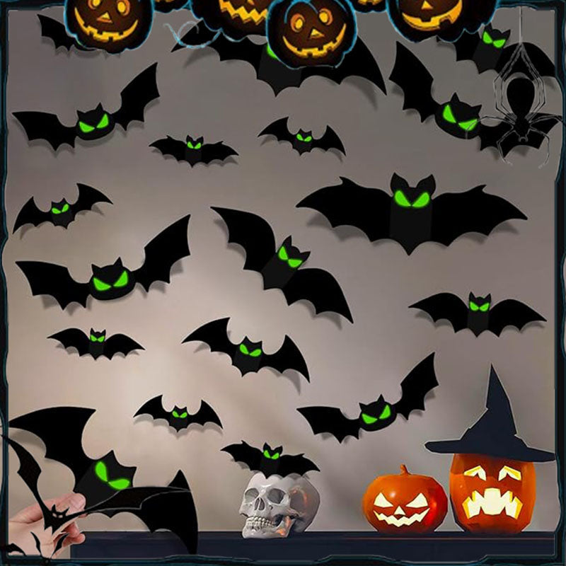 Lot d'autocollants décoratifs chauve-souris 3D Halloween