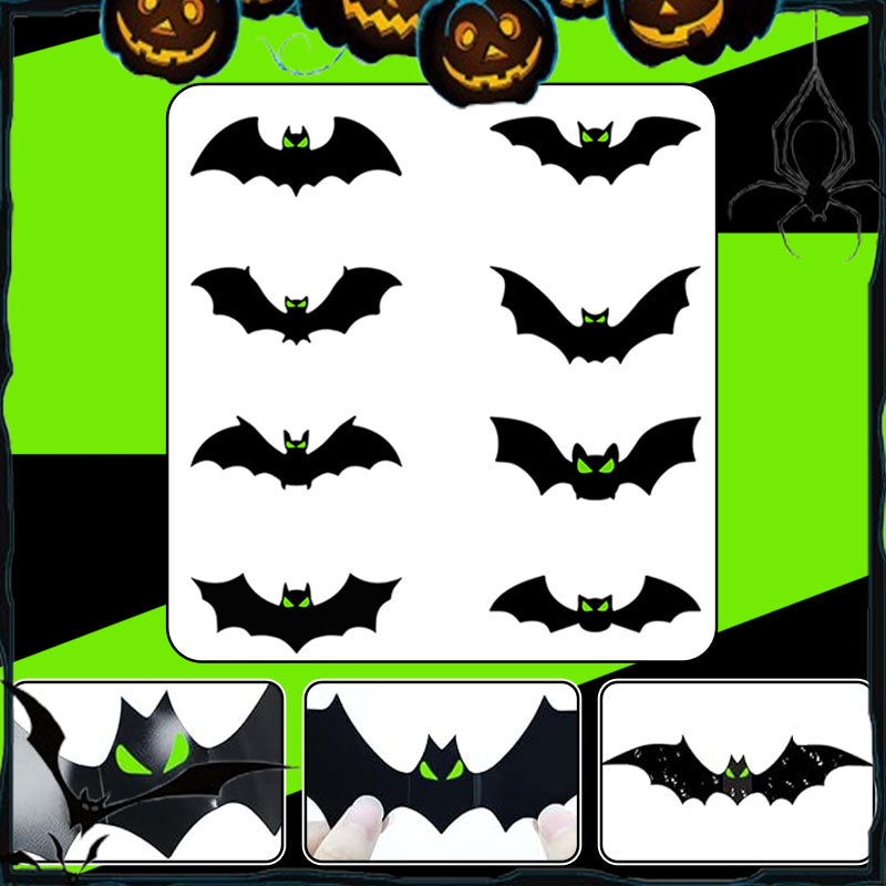 Lot d'autocollants décoratifs chauve-souris 3D Halloween