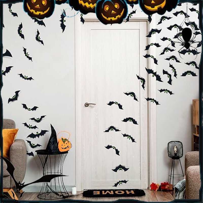 Lot d'autocollants décoratifs chauve-souris 3D Halloween