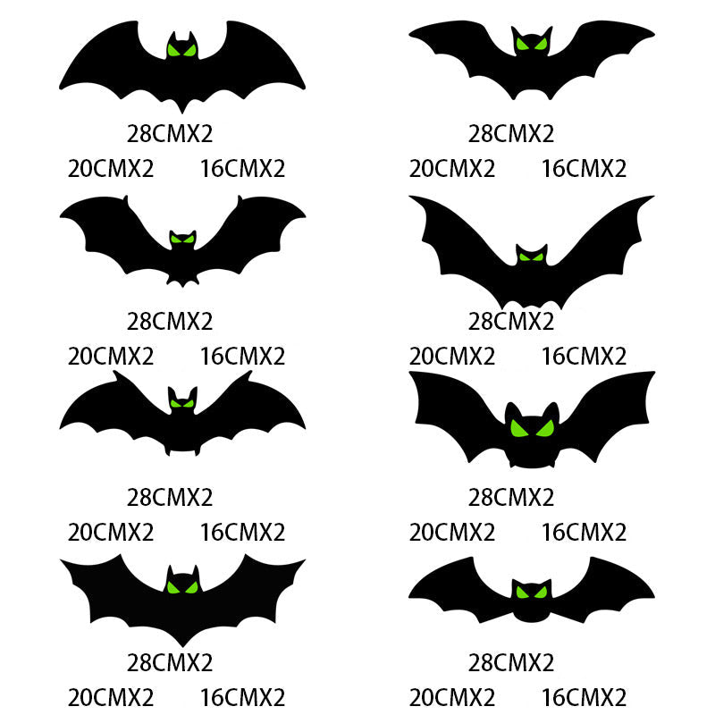Lot d'autocollants décoratifs chauve-souris 3D Halloween