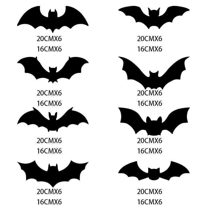Lot d'autocollants décoratifs chauve-souris 3D Halloween
