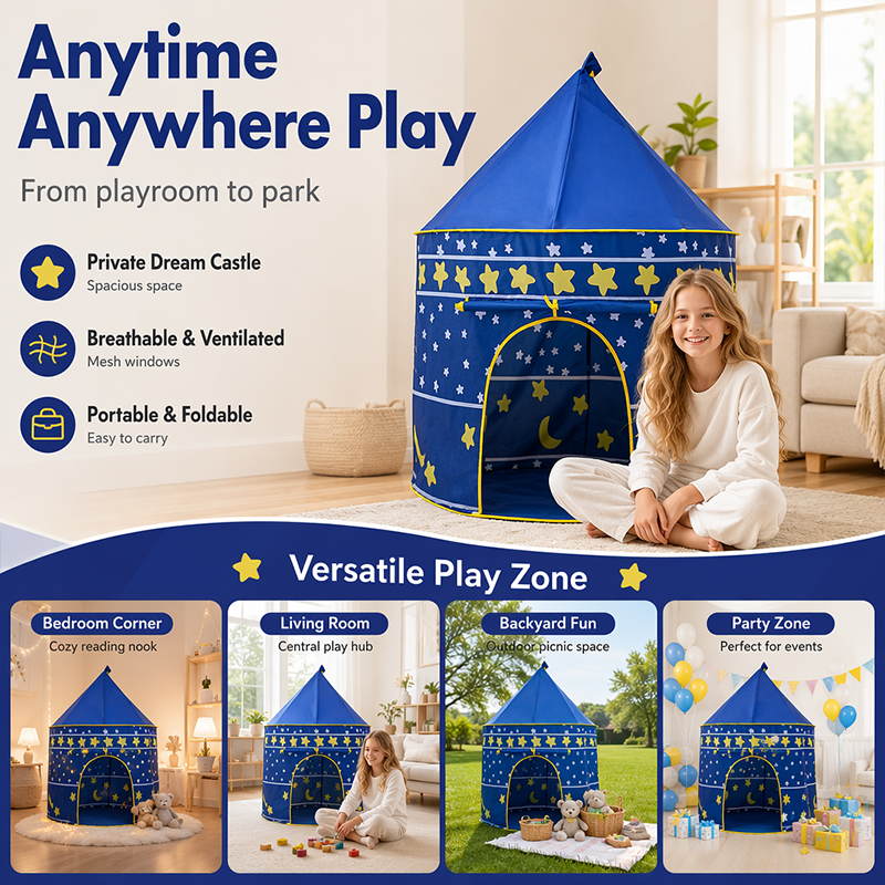 Tente de jeu pour enfants avec porte enroulable