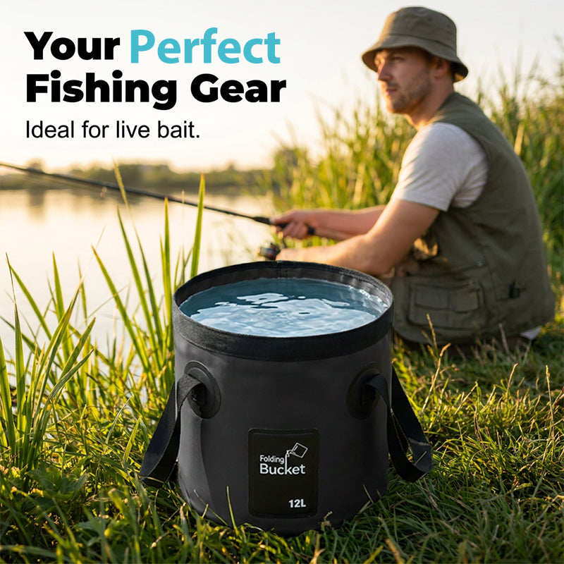Seau de pêche pliable portable