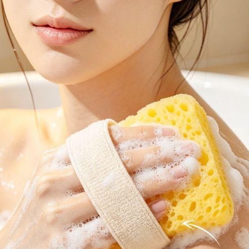 Pochette à mousse de bain double face