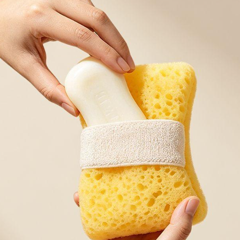 Pochette à mousse de bain double face