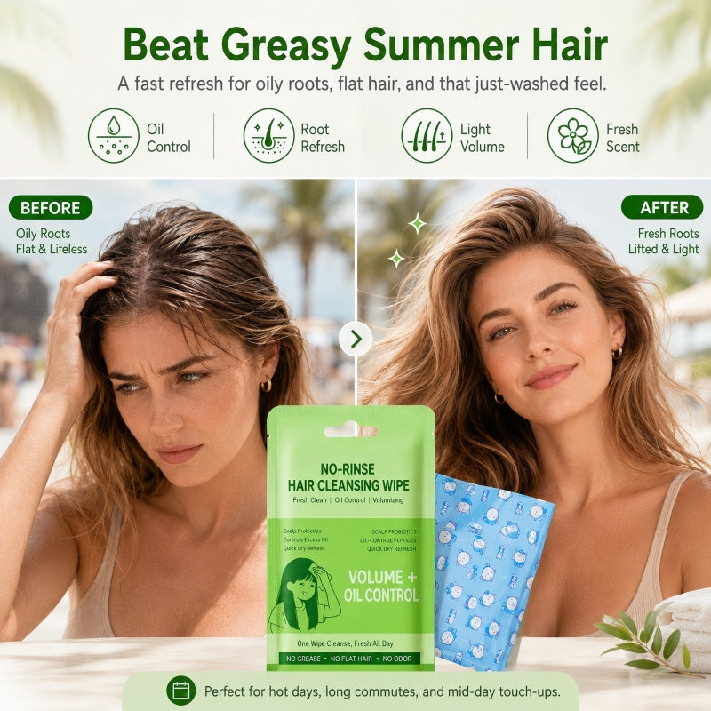 Lingettes nettoyantes pour cheveux sans rinçage portables