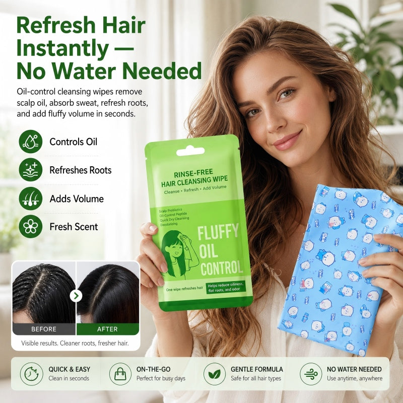 Lingettes nettoyantes pour cheveux sans rinçage portables