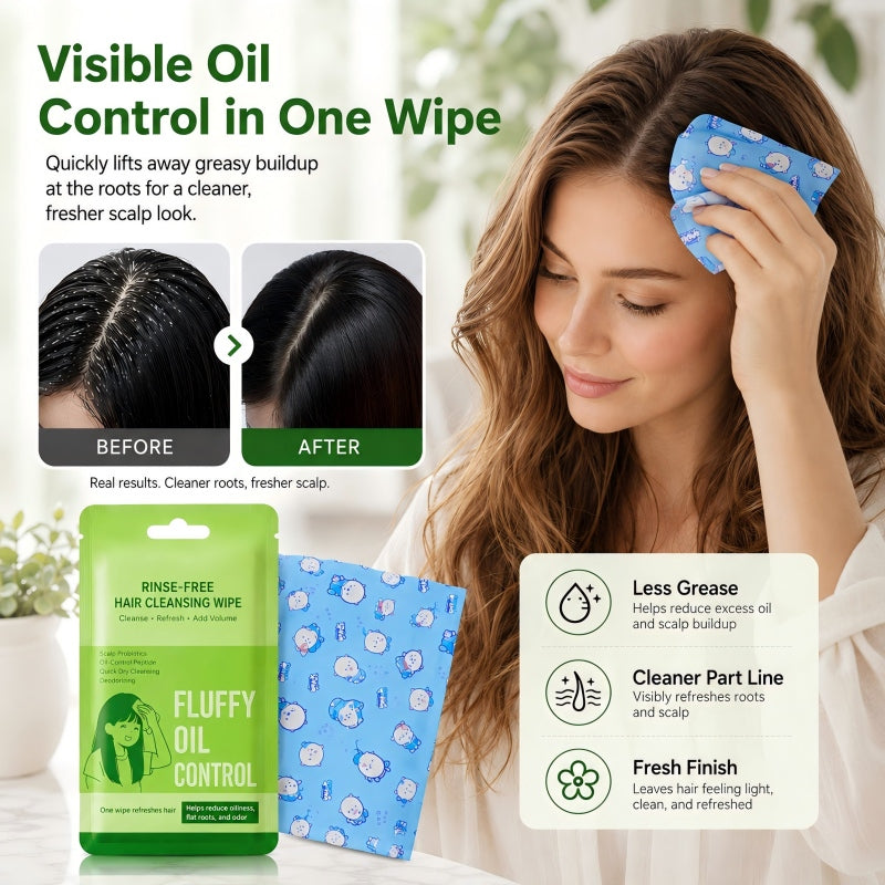 Lingettes nettoyantes pour cheveux sans rinçage portables