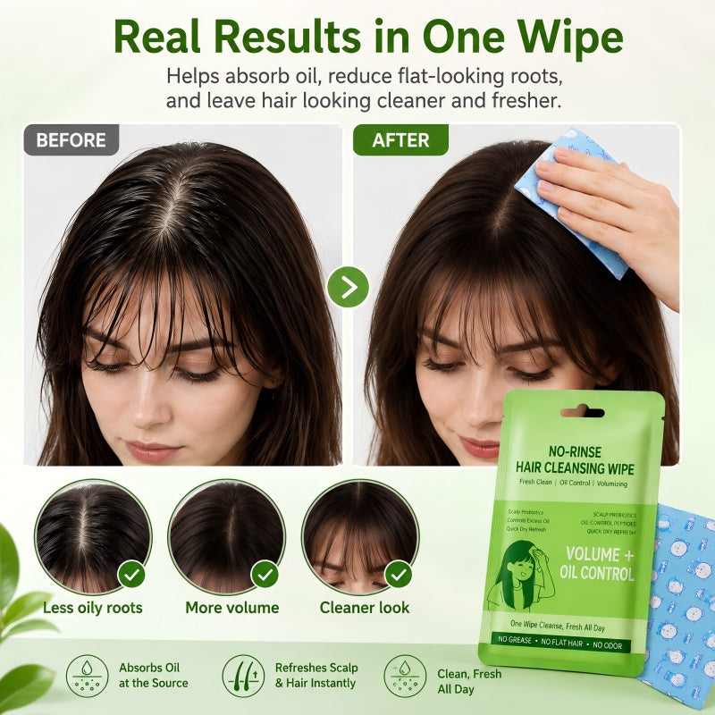 Lingettes nettoyantes pour cheveux sans rinçage portables