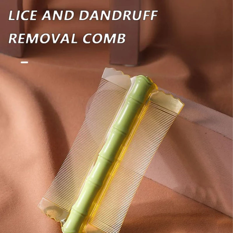 Peigne coiffant double-face en bambou à dents fines | Élimine les poux et les pellicules | Prise ergonomique | Pour tous types de cheveux | Pour adultes, enfants et animaux de compagnie