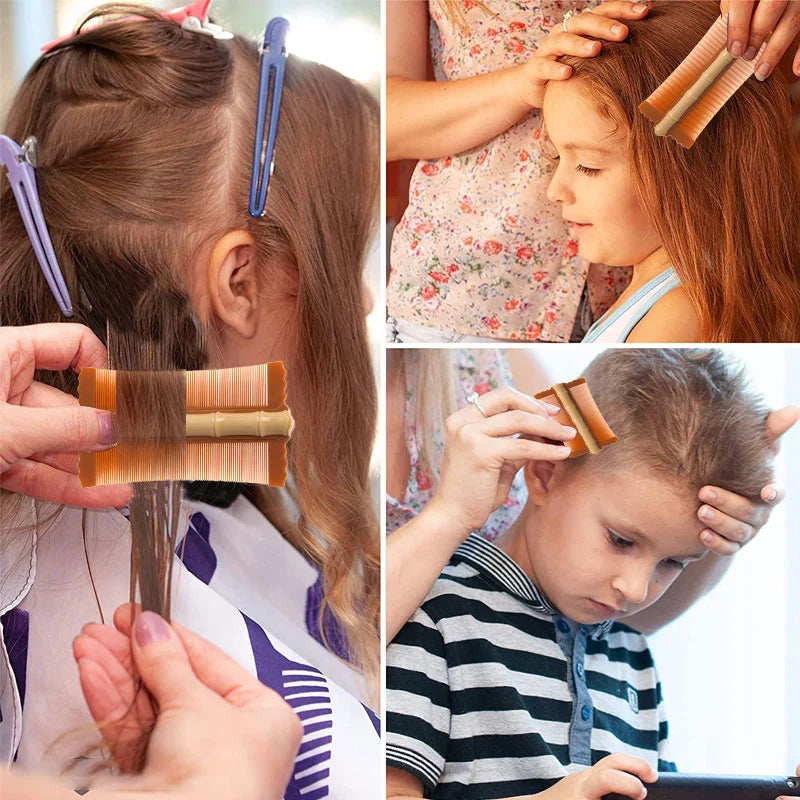 Peigne coiffant double-face en bambou à dents fines | Élimine les poux et les pellicules | Prise ergonomique | Pour tous types de cheveux | Pour adultes, enfants et animaux de compagnie