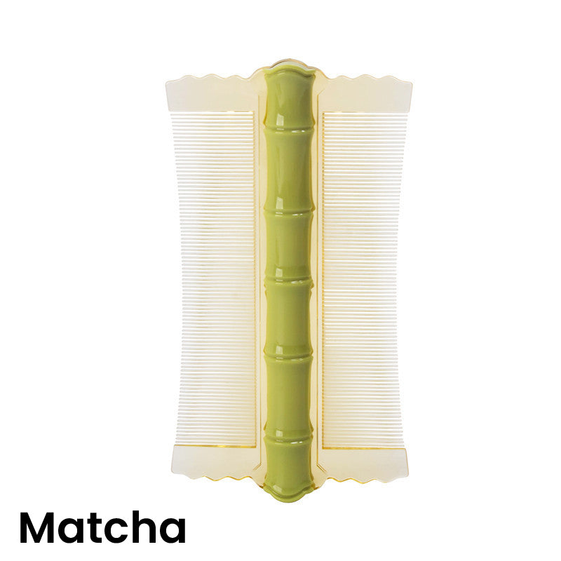 Peigne coiffant double-face en bambou à dents fines | Élimine les poux et les pellicules | Prise ergonomique | Pour tous types de cheveux | Pour adultes, enfants et animaux de compagnie