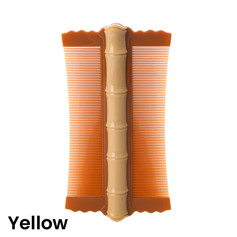 Peigne coiffant double-face en bambou à dents fines | Élimine les poux et les pellicules | Prise ergonomique | Pour tous types de cheveux | Pour adultes, enfants et animaux de compagnie