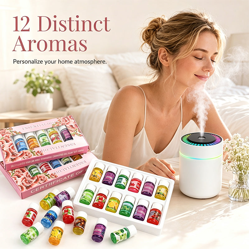 Le parfum frais améliore votre humeur ! Ensemble de 12 huiles essentielles hydrosolubles