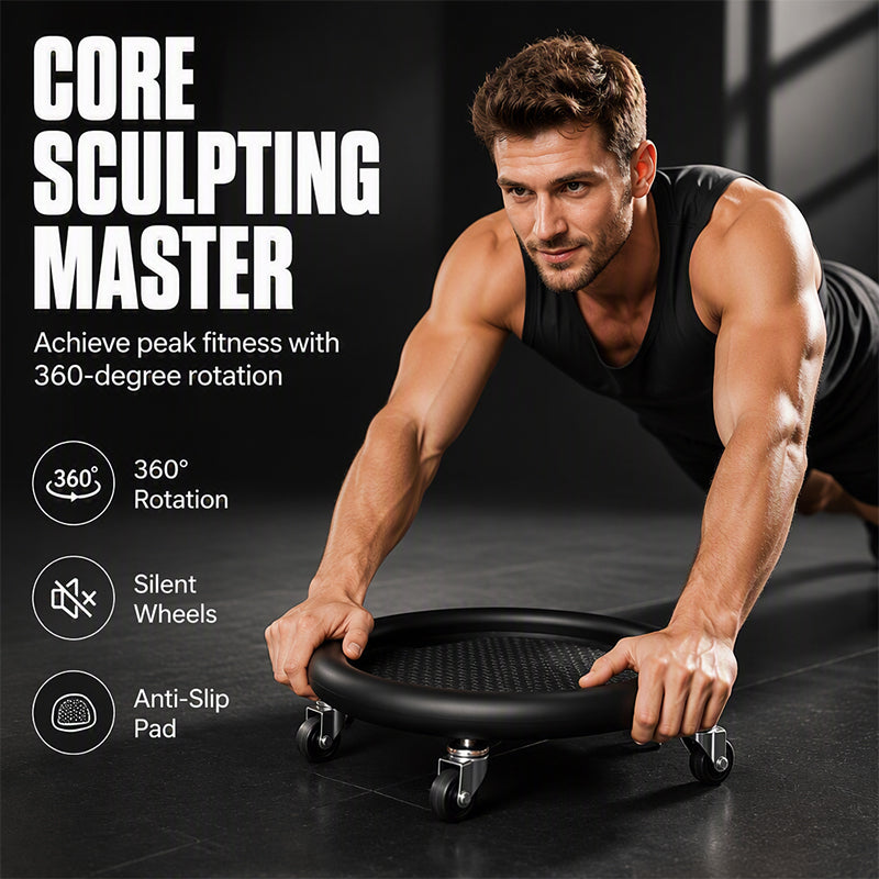 Disque abdominal à roulettes avec tapis de genoux – Axé sur le fitness