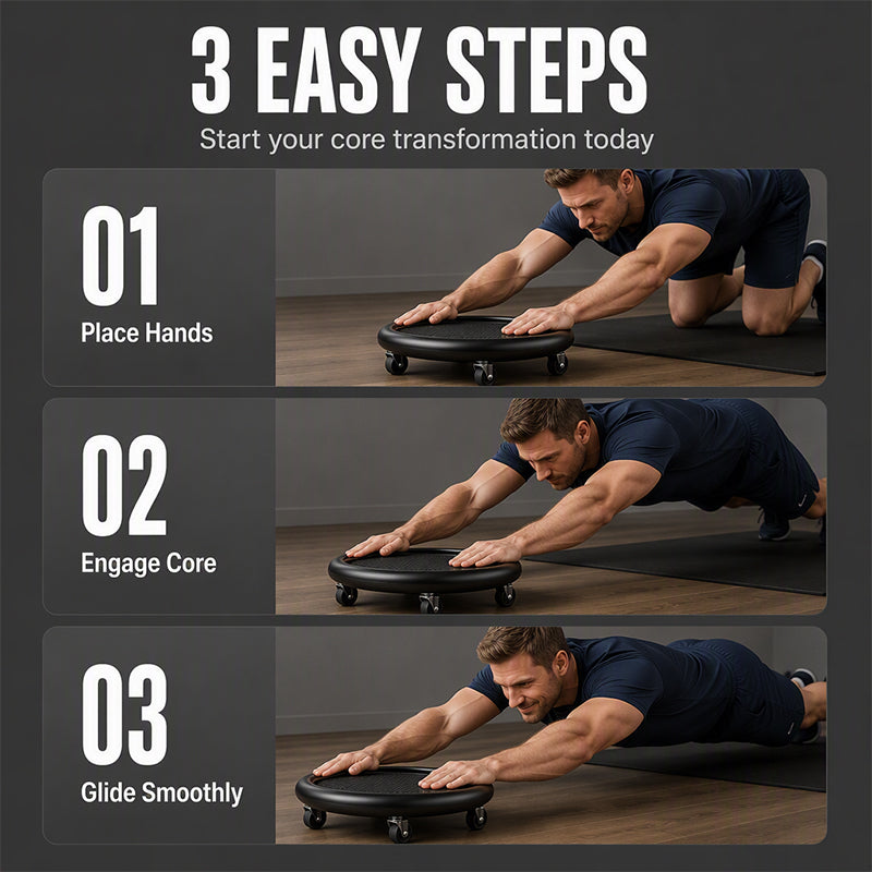 Disque abdominal à roulettes avec tapis de genoux – Axé sur le fitness