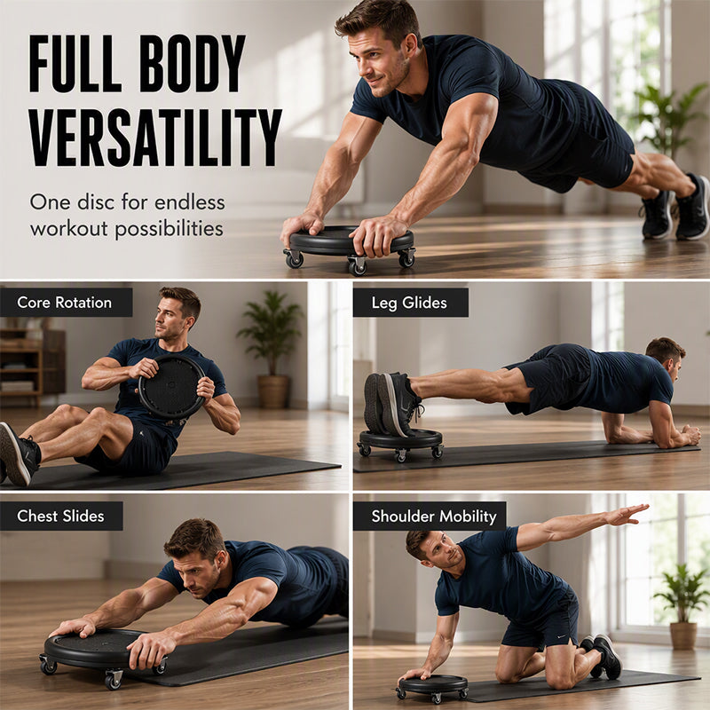 Disque abdominal à roulettes avec tapis de genoux – Axé sur le fitness