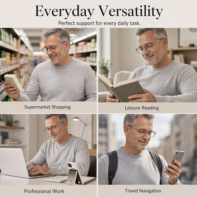 Lunettes de lecture pliables ultra-fines avec étui pour téléphone et support intégrés