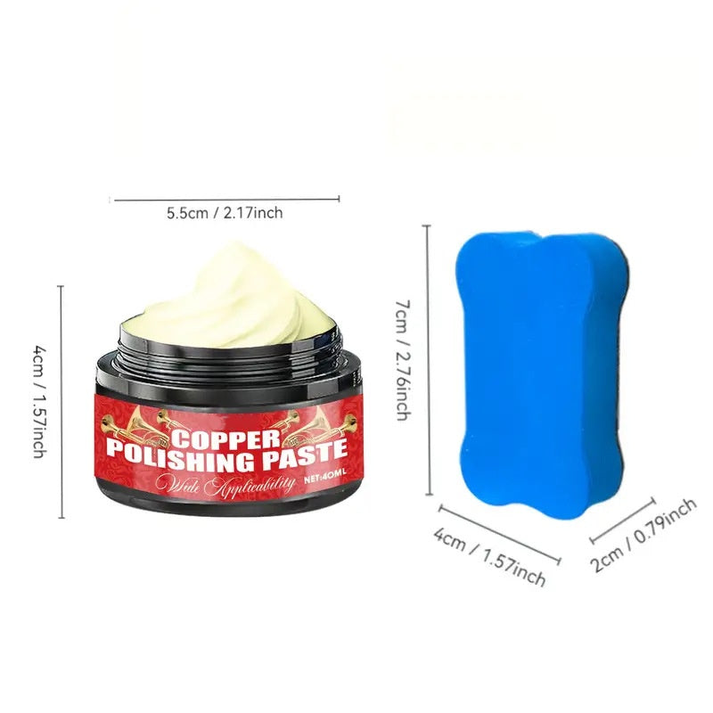 Pâte à polir cuivre et laiton – Anti-rayures, avec éponge, restaure la brillance