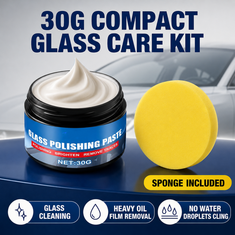 Nettoyant pour vitres de voiture ¨C Élimine les reflets et les traces d'essuie-glace, repousse la pluie, fonctionne sur toutes les surfaces vitrées ¨C Éponge incluse !