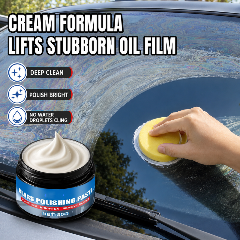 Nettoyant pour vitres de voiture ¨C Élimine les reflets et les traces d'essuie-glace, repousse la pluie, fonctionne sur toutes les surfaces vitrées ¨C Éponge incluse !