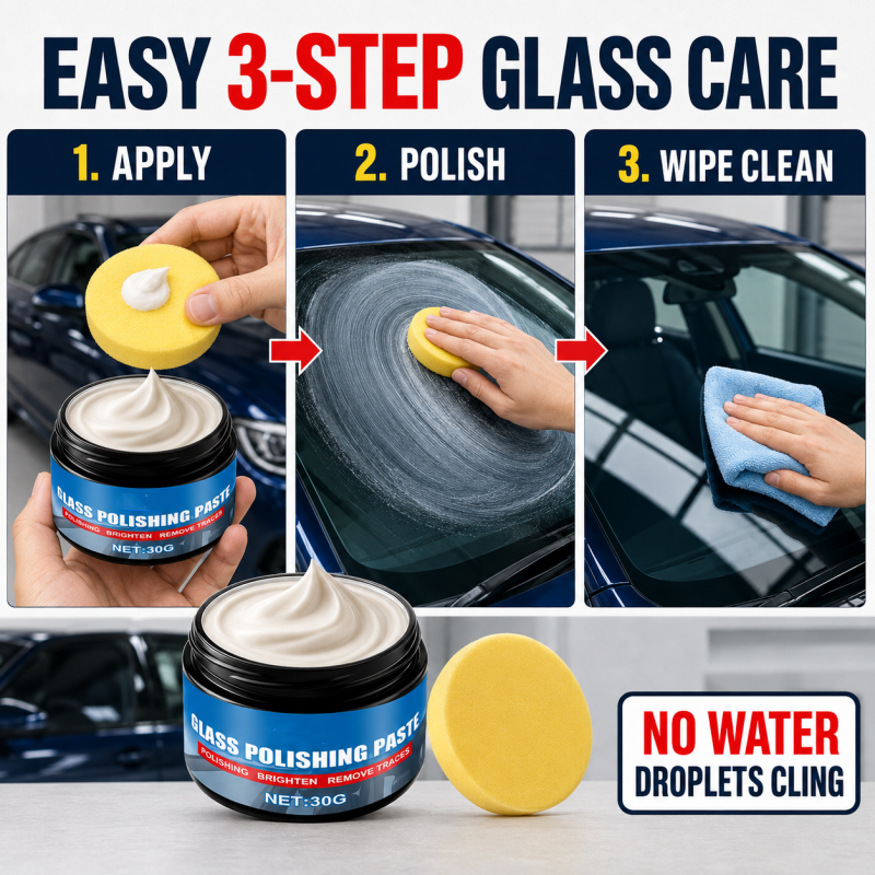 Nettoyant pour vitres de voiture ¨C Élimine les reflets et les traces d'essuie-glace, repousse la pluie, fonctionne sur toutes les surfaces vitrées ¨C Éponge incluse !