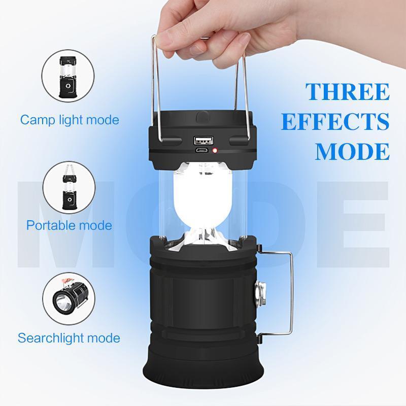 Lanterne de camping LED 3-en-1 effet flamme