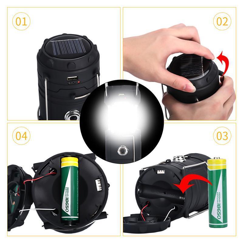 Lanterne de camping LED 3-en-1 effet flamme