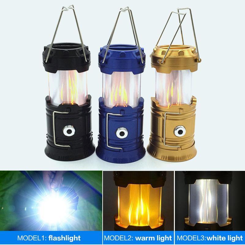 Lanterne de camping LED 3-en-1 effet flamme