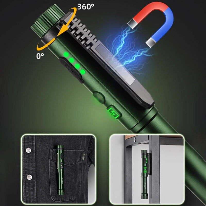 Outil indispensable ! Lampe de travail magnétique puissante multifonctionnelle en forme de stylo, lampe torche LED portable rotative, base magnétique pour un éclairage mains libres pour