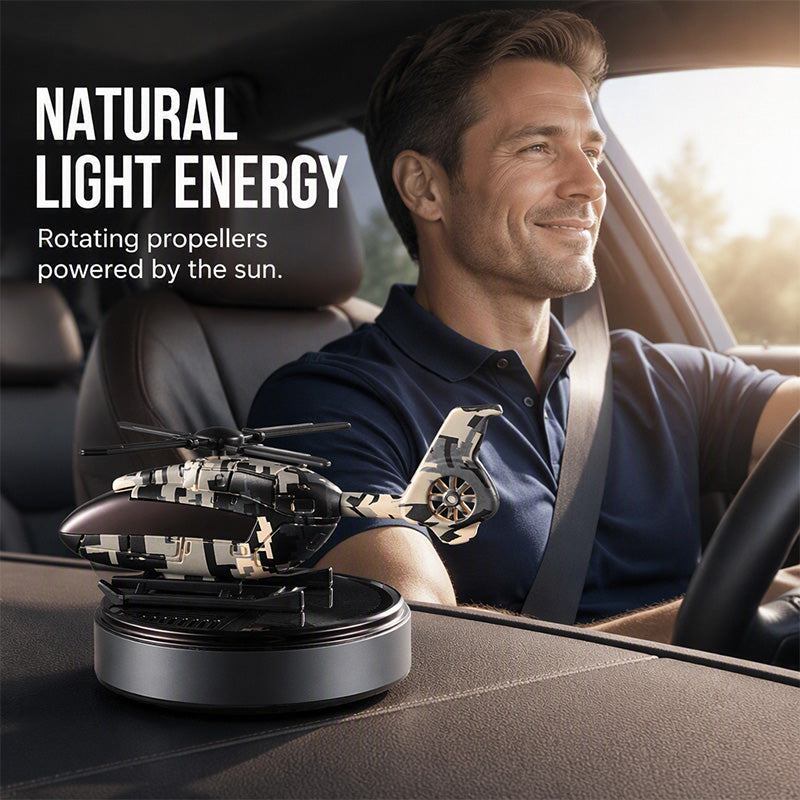Diffuseur d'aromathérapie hélicoptère solaire – Tourne à la lumière, tampons parfumés rechargeables, pour voiture et maison