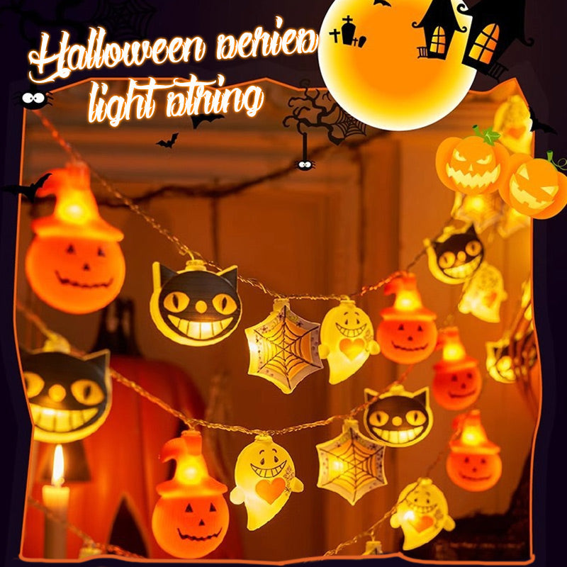 Guirlande Lumineuse Halloween à Piles – 2 Modes (Fixe et Clignotant), 3m 10 LED