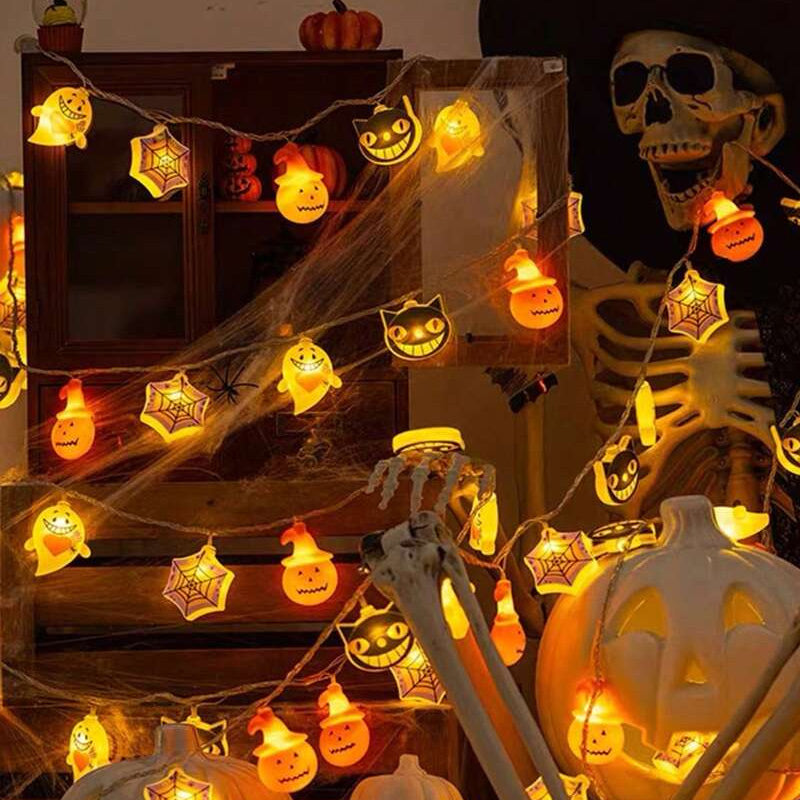 Guirlande Lumineuse Halloween à Piles – 2 Modes (Fixe et Clignotant), 3m 10 LED