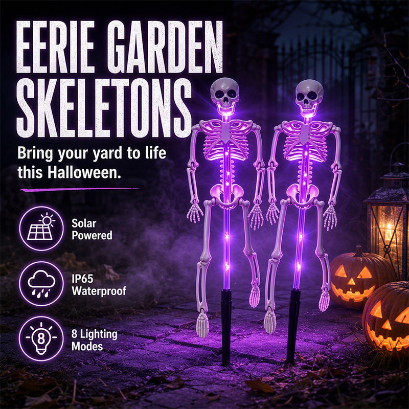 Pour Halloween ! Les meilleures décorations pour une ambiance de fantômes effrayante ! Lampes solaires squelette à piquet – Phosphorescentes, à énergie solaire, faciles à installer. Idéal pour