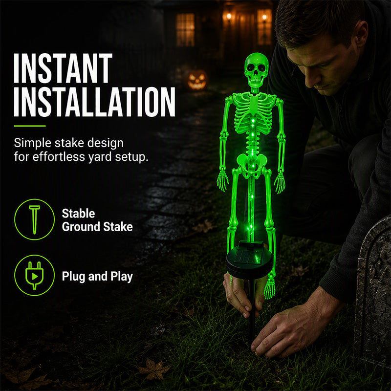 Pour Halloween ! Les meilleures décorations pour une ambiance de fantômes effrayante ! Lampes solaires squelette à piquet – Phosphorescentes, à énergie solaire, faciles à installer. Idéal pour