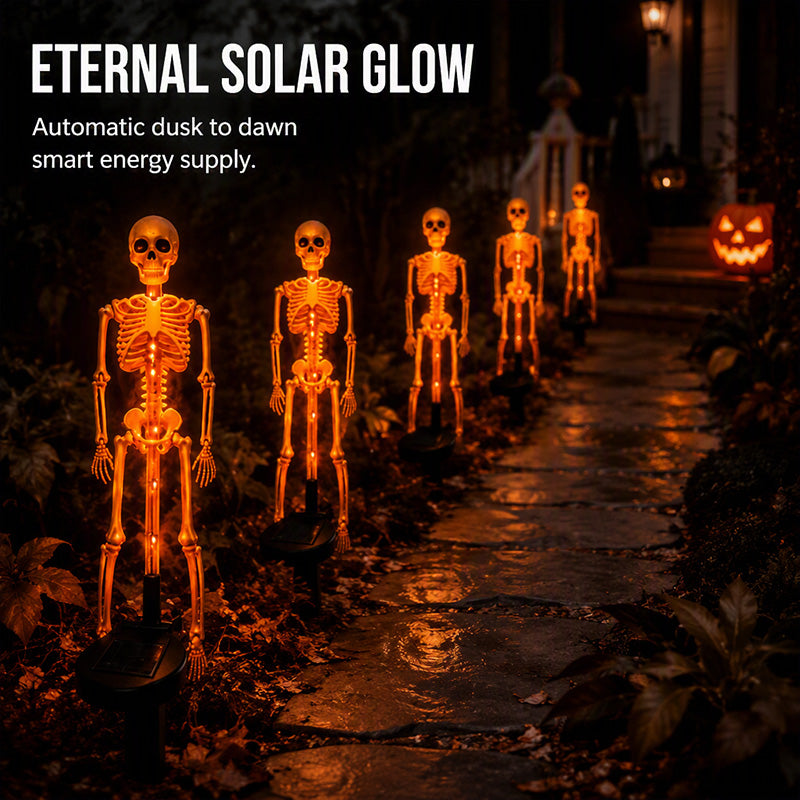 Pour Halloween ! Les meilleures décorations pour une ambiance de fantômes effrayante ! Lampes solaires squelette à piquet – Phosphorescentes, à énergie solaire, faciles à installer. Idéal pour