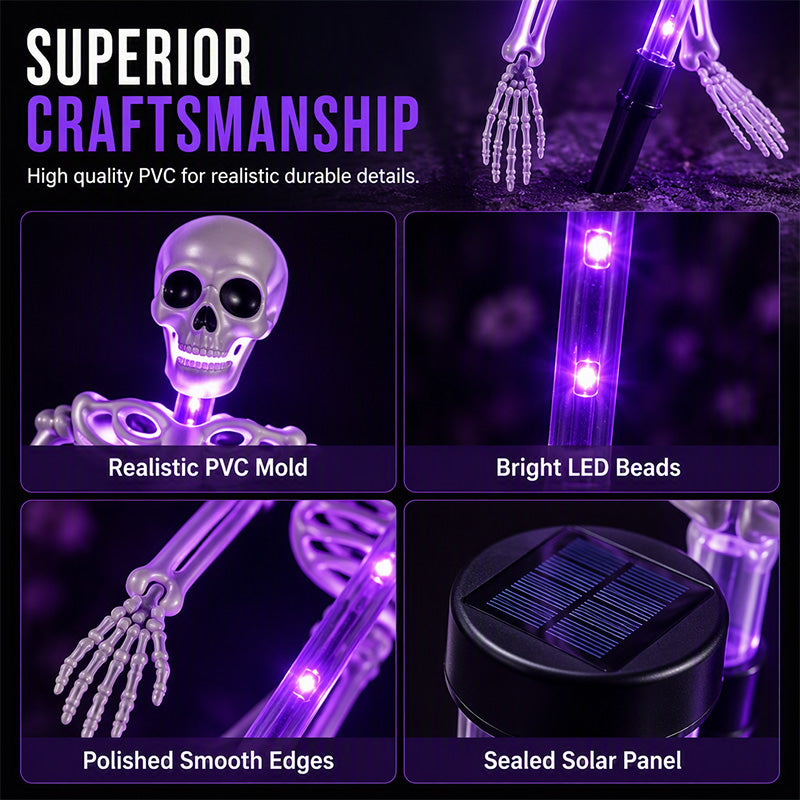 Pour Halloween ! Les meilleures décorations pour une ambiance de fantômes effrayante ! Lampes solaires squelette à piquet – Phosphorescentes, à énergie solaire, faciles à installer. Idéal pour
