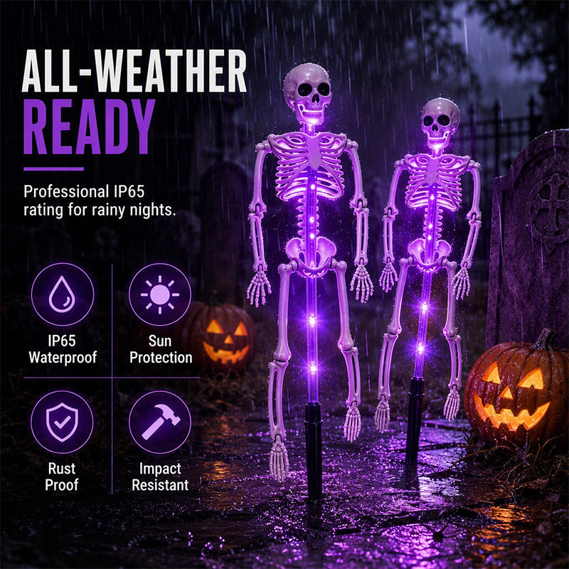 Pour Halloween ! Les meilleures décorations pour une ambiance de fantômes effrayante ! Lampes solaires squelette à piquet – Phosphorescentes, à énergie solaire, faciles à installer. Idéal pour