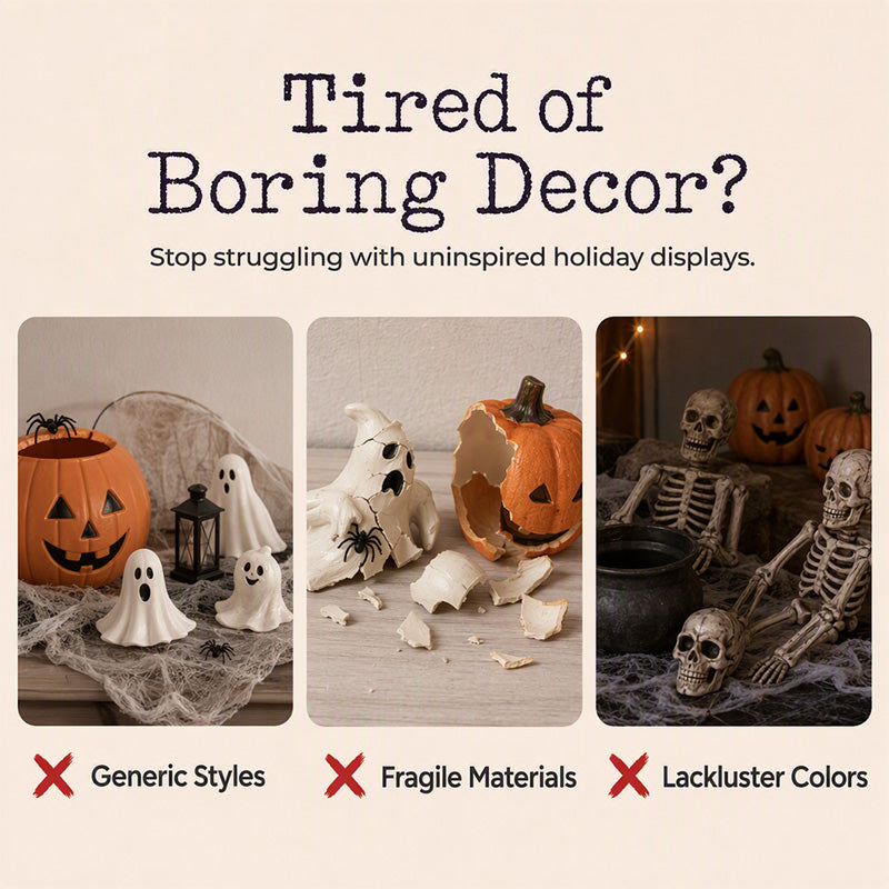 DÉCO D'HALLOWEEN ENNUYANTE ? Ensemble de canards effrayants – Peints à la main, 5 personnages, résistants aux intempéries – Pour étagères, bureaux et extérieur !