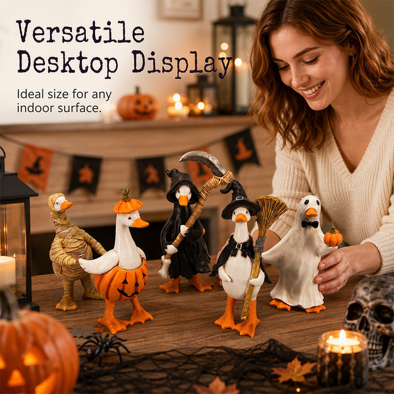 DÉCO D'HALLOWEEN ENNUYANTE ? Ensemble de canards effrayants – Peints à la main, 5 personnages, résistants aux intempéries – Pour étagères, bureaux et extérieur !